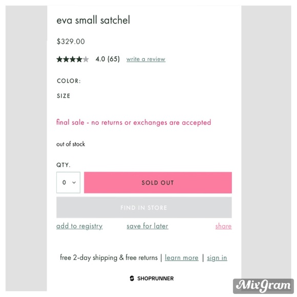 🦋NWT Sold Out Eva Top Zip Small Satchel Crossbody - Picture 16 of 16